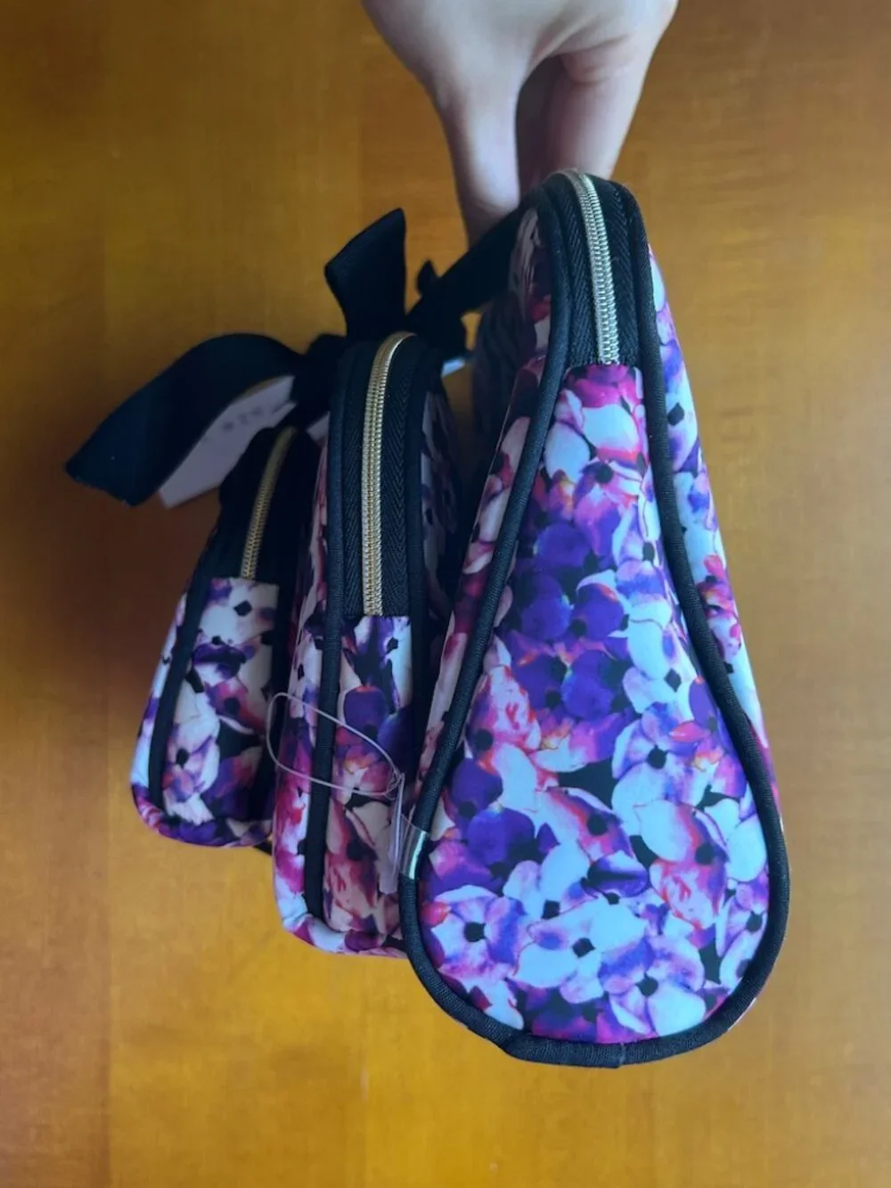 Nicole Miller Floral Cosmetic/Makeup Travel 3 Pouch Set